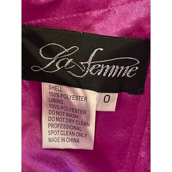 La Femme Purple Magenta Strapless Rhinestone Sweetheart Neck Gown Size 0 - Picture 10 of 12